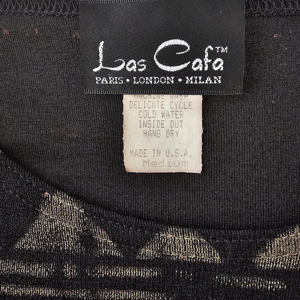 Vintage Las Cafa Medium 90s Desert Oasis Long Sleeve Black Pyramid Camel Shirt - Picture 5 of 5
